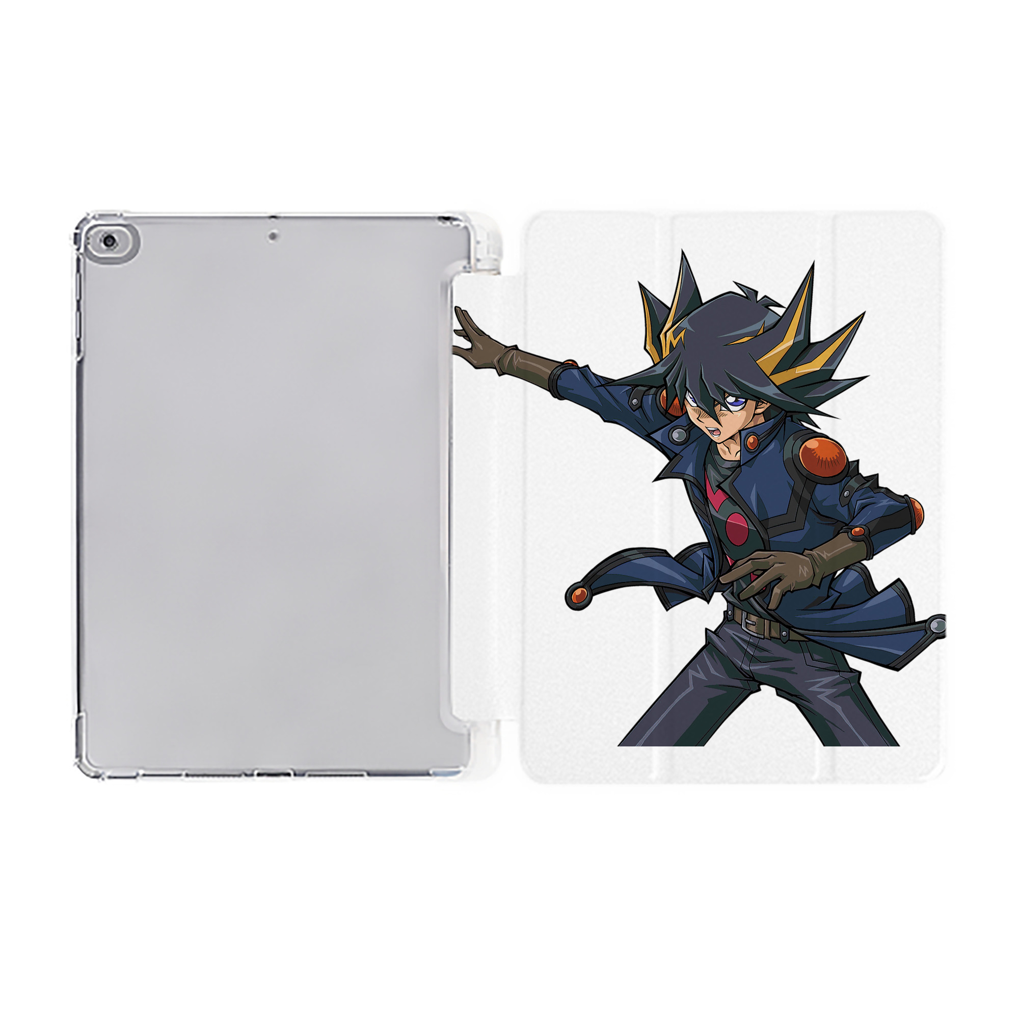（画像用） 遊☆戯☆王 Yu-Gi-Oh! IPad ケース ペン収納付き 三つ折りスタンド PUレザー×シリコン 対応機種9.5/10.5/10.9インチ